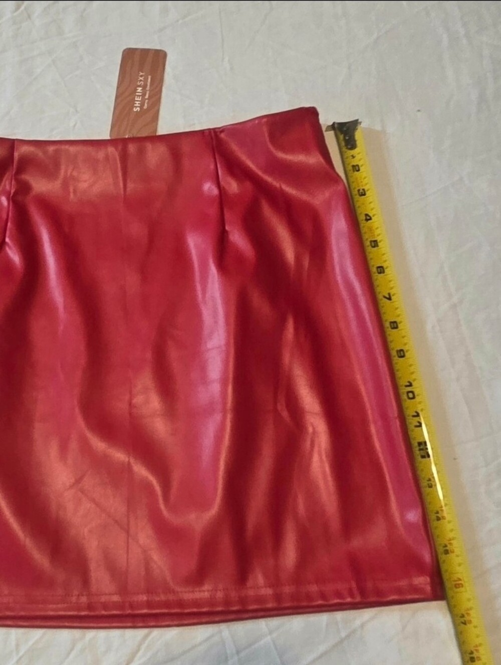 Red Faux Leather Mini Skirt